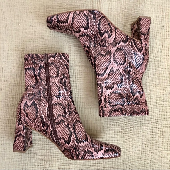 Steve Madden Harli Snake Print Block Heel Ankle Booties | 8 - Picture 6 of 10